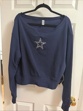 wild fable Navy Star Crewneck Long Sleeve Pullover